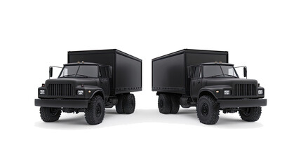 Black Cargo Trucks Arranged in Twin Formation Generative AI