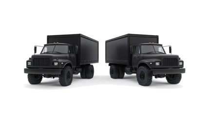 Black Cargo Trucks Arranged in Twin Formation Generative AI