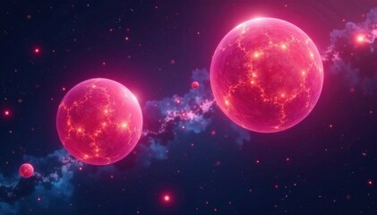 Glowing orbs floating in space, space, celestial, orbs