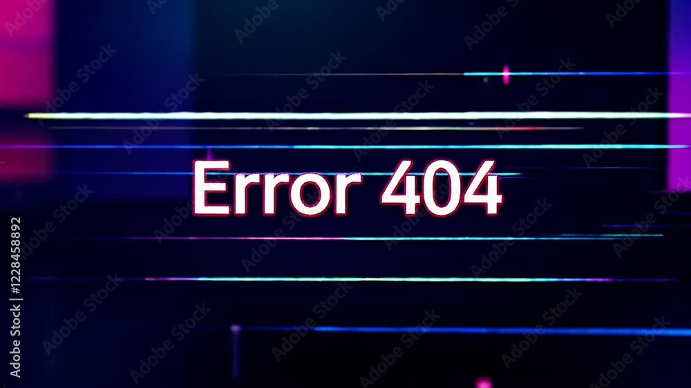 Poster abstract neon glitch art displaying error 404