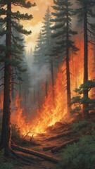 Forest fire illustration 