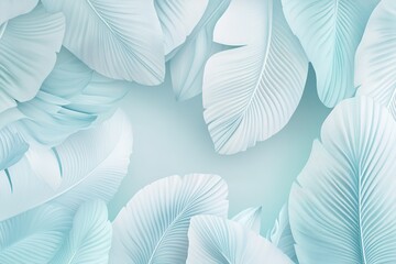 Soft blue leaves create a serene tropical scene
