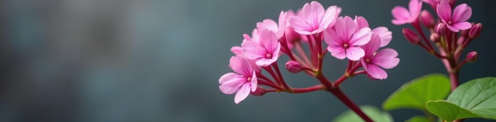 Naklejka premium Lilac flower stems on the Royal Pelargonium Archie Pope branch are slender and strong, flower stem, slender, botanical