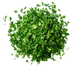 Obraz premium Chopped Parsley Leaves in a Small Pile Isolated on Transparent or blank Background, PNG