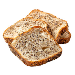 Cut Bread Slices with Seeded Texture Isolated on Transparent or blank Background, PNG