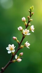 stunning willow branch with tiny buds and blooming flowers, growth, blossoming, blooms