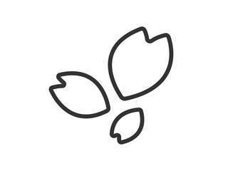 桜の花びらのアイコン（線画）のイラスト