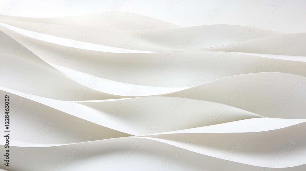 Poster abstract white waves flowing smoothly, creating a serene and minimalist background for design