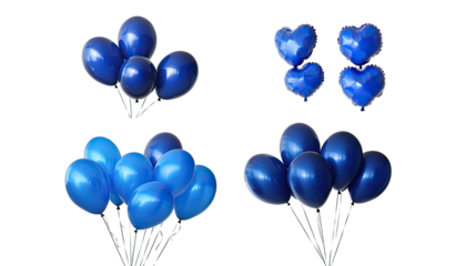Blue Balloons Collection With Heart-Shaped Designs Generative AI
