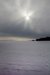 Obraz premium Snowy Hill During a Cloudy Day, Dundee, Ohio