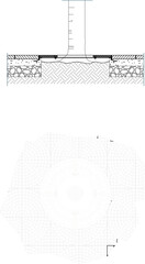 Obraz premium vector illustration sketch design streets grille for tree preservation in pedestrian area