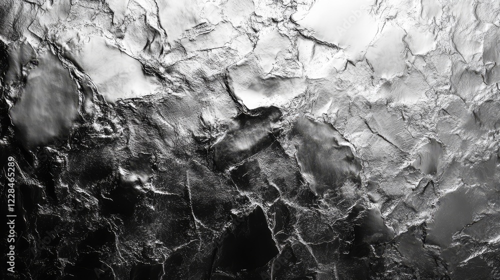 Poster abstract grayscale image of textured surface resembling ice or rock