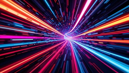 Neon Lights Create A Speeding Through Tunnel Illusion