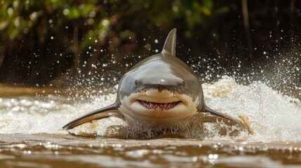 Shark encounter in amazon river wildlife natural habitat dramatic view