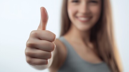 closeup of the hip of a Unrecognizable Young Lady In Oversize Pants Gesturing Thumbs-Up, Studio Shot, white backround