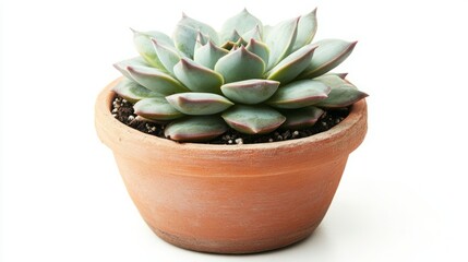 Fototapeta premium Succulent plant in a terracotta pot. A beautiful, green plant.