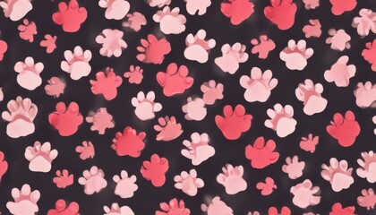 Seamless dog paw pattern for valentine's day decor, dog paw seamless pattern, heart design, love symbol