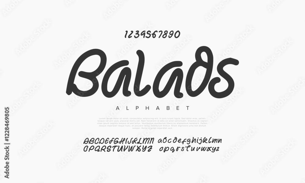 Poster balads font calligraphy logotype script brush font type font lettering handwritten