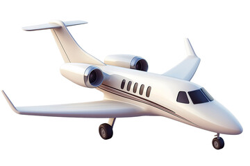 Elegant White Private Jet Aircraft on a Transparent Background
