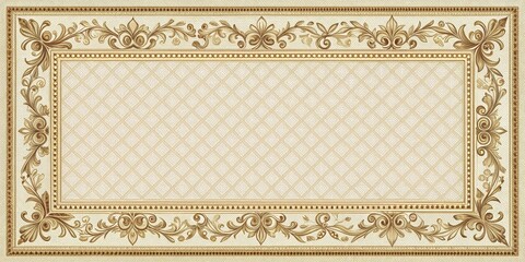 Traditional bank check with intricate gold border and ornate floral patterns on a cream background, traditional