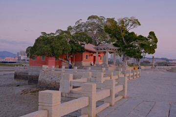 The landscape of Luoyang Bridge in Quanzhou, China in the morning.
