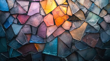 Abstract Mosaic of Irregularly Shaped Glass Pieces