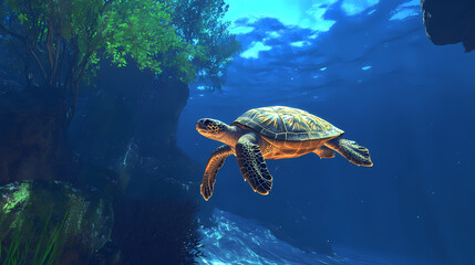 Obraz premium Wild Lagoon. Illustration