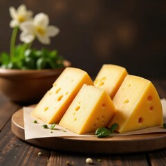 Aged cheese wheels on a wooden table, vintage, wine
