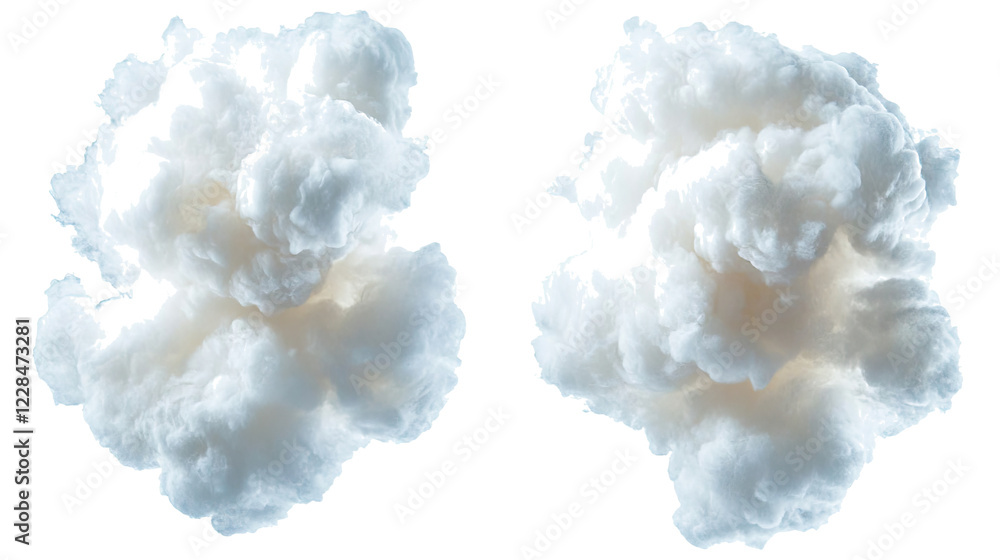 Poster soft clouds collection with clear background generative ai