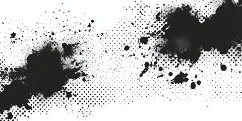 Abstract monochrome halftone pattern with splatters modern vector art