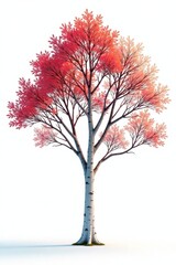 Obraz premium Cluster of trees with bare branches and white trunks against a white background , winter wonderland, group of trees