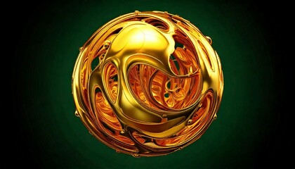 sphere made of liquid gold, shifting shapes 