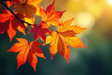 Colorful autumn leaves on a branch, autumn, colorful, foliage