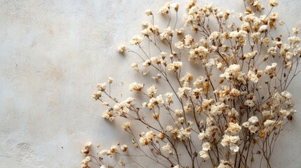 Dried White Flowers Arranged Against Textured Background