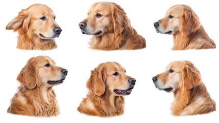 Close up Collection of Golden Retriever Dog Faces Generative AI