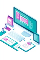 Virtual Assistant Set Up with Multiple Devices Teal Pink White