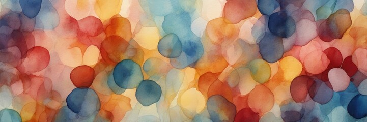 Abstract Watercolor Painting Of Overlapping Circles