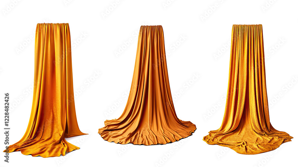 Aufkleber collection of three elegant orange drapes on display generative ai
