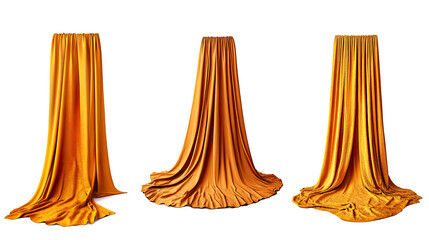 Collection of Three Elegant Orange Drapes on Display Generative AI