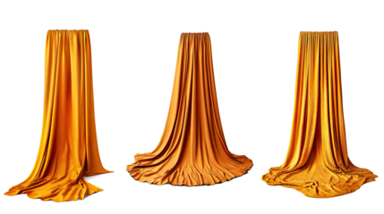Collection of Three Elegant Orange Drapes on Display Generative AI