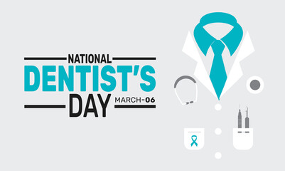 National Dentist’s Day. March 6. his holiday-themed design is perfect for backgrounds, banners, greeting cards, posters with text inscription, Classic social media posts. Vector illustration.