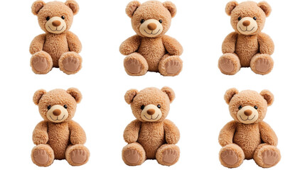 Collection of Cute Bear Dolls on Transparent Background Generative AI