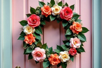 Floral wreath on a wall or door, wreath, decoration