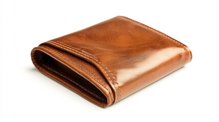 Classic Leather Wallet on White Background
