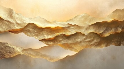 Golden Mountains Abstract Art Landscape Design