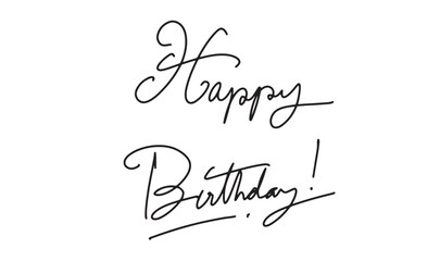 Happy birthday text font calligraphy hand written lettering script black color drawing object icon anniversary party event birthday happy cake gift surprise greeting celebration message present card
