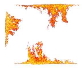 Flame burns in dark, isolated fire