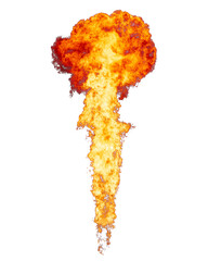 Bright flame element, fire goes from flamethrower