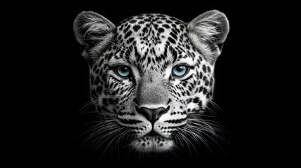 Majestic leopard portrait wildlife black background close-up animal beauty