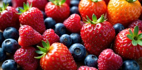 Obraz premium Juicy mixed fruit berries , food, harvest